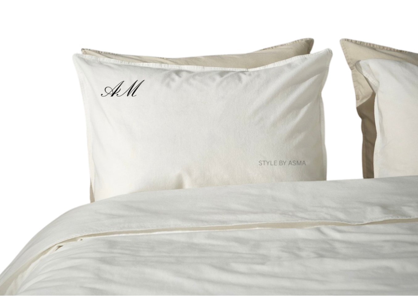 Pillow case Cover 50x80 cm with 2 letters Write your intials . Placement as picture.