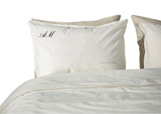 Pillow case Cover 50x80 cm with 2 letters Write your intials . Placement as picture.
