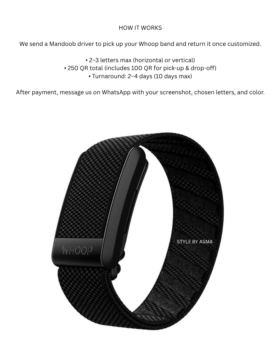 CUSTOMIZE YOUR WHOOP BAND WITH PICK & DROP DELIVERY.