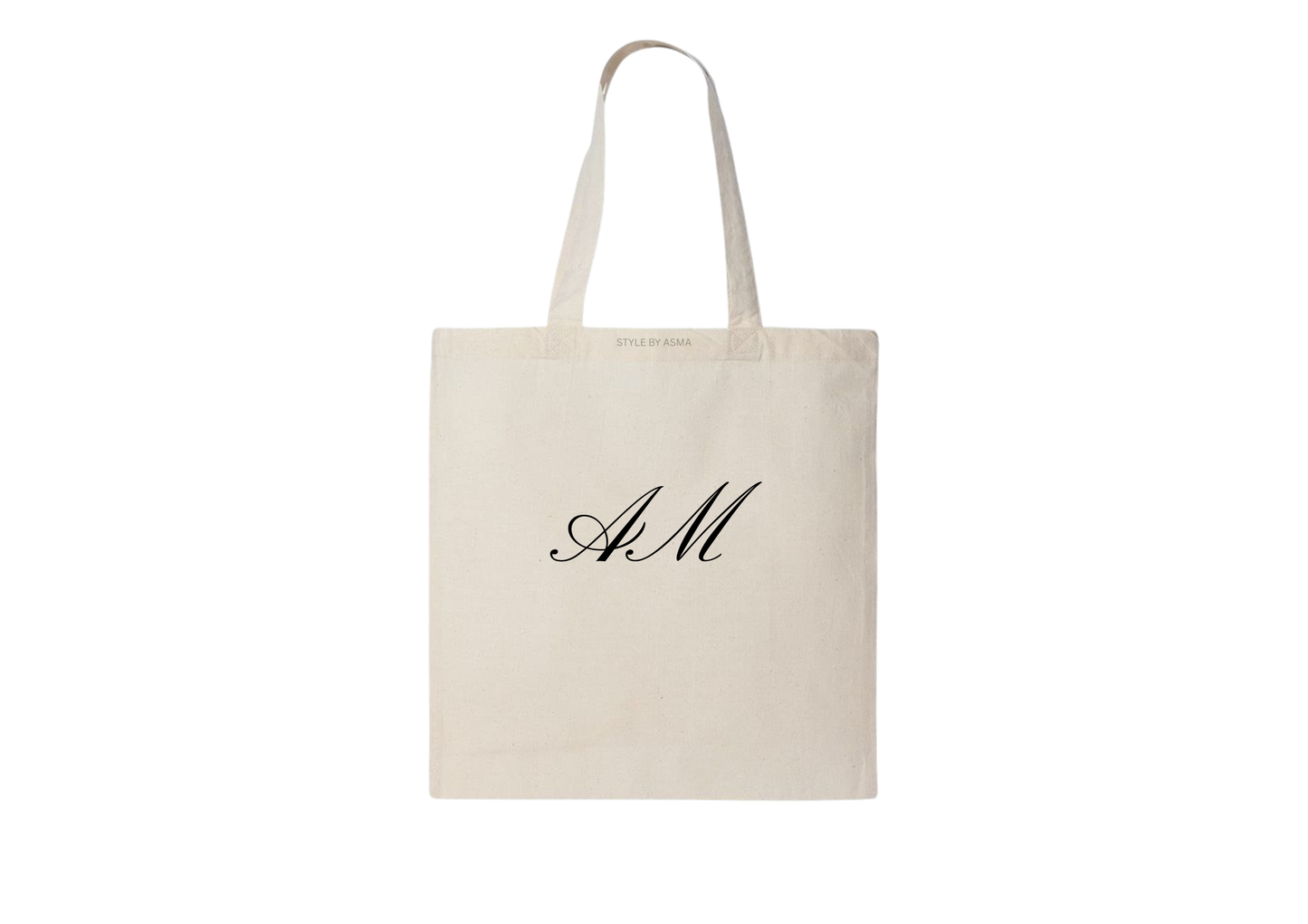 Tote Bag with 2 LETTERS Medium size 6 to 12  . Placement as picture (Copy)