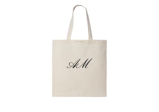 Tote Bag with 2 LETTERS Medium size 6 to 12  . Placement as picture (Copy)