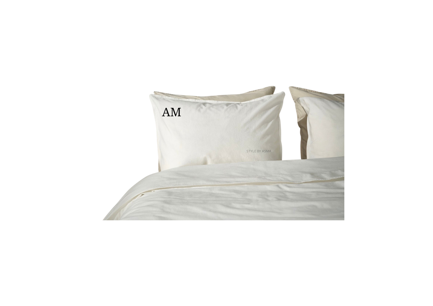 Pillow case Cover 50x80 cm with 2 letters Write your intials . Placement as picture.