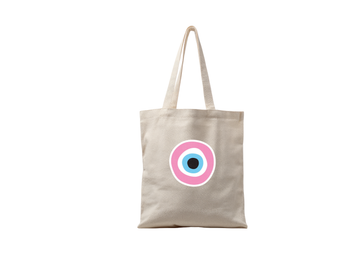 Evil Eye Canvas Tote  🧿🩷( Embroidery  تطريز 🪡 )