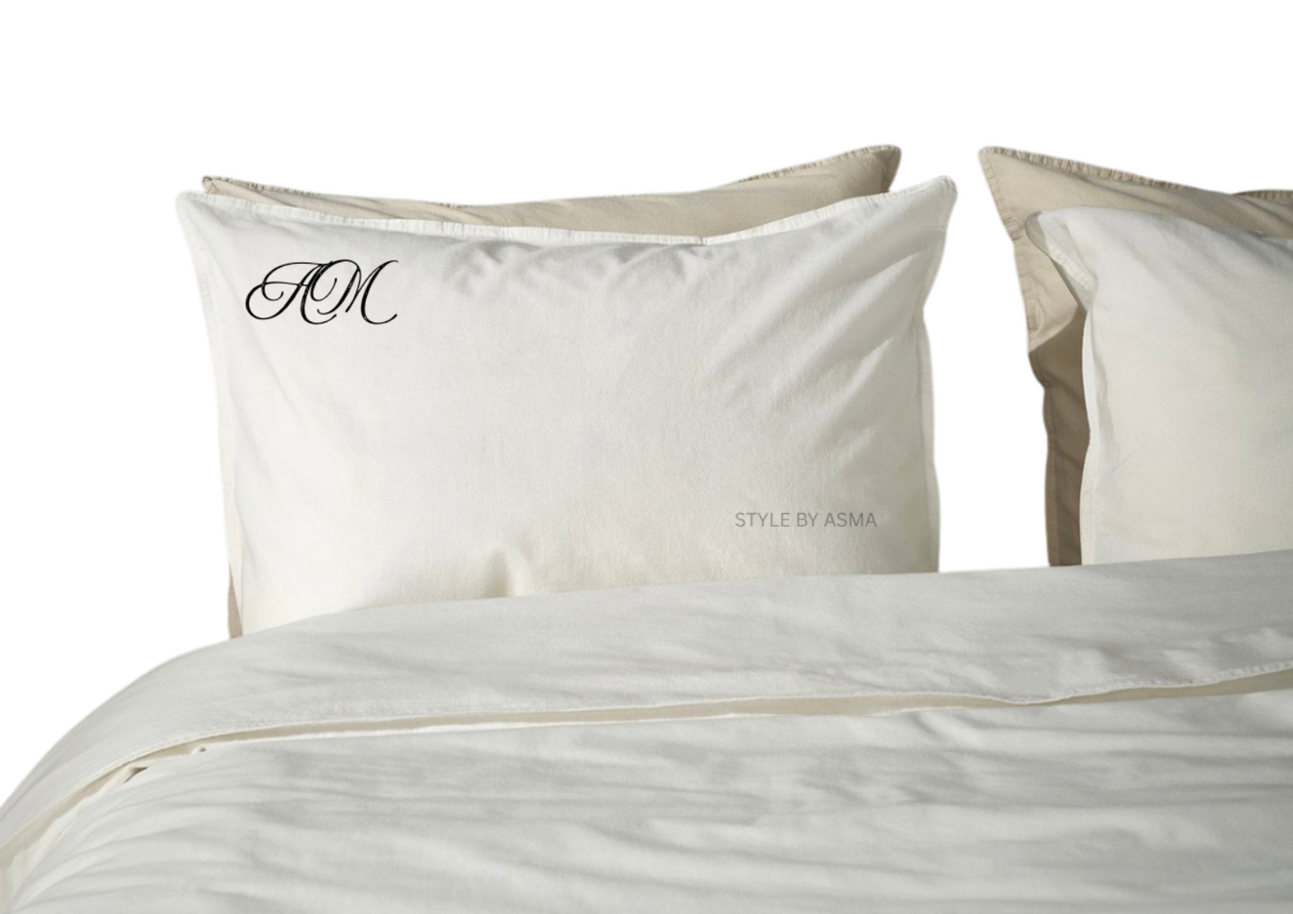 Pillow case Cover 50x80 cm with 2 letters Write your intials . Placement as picture.